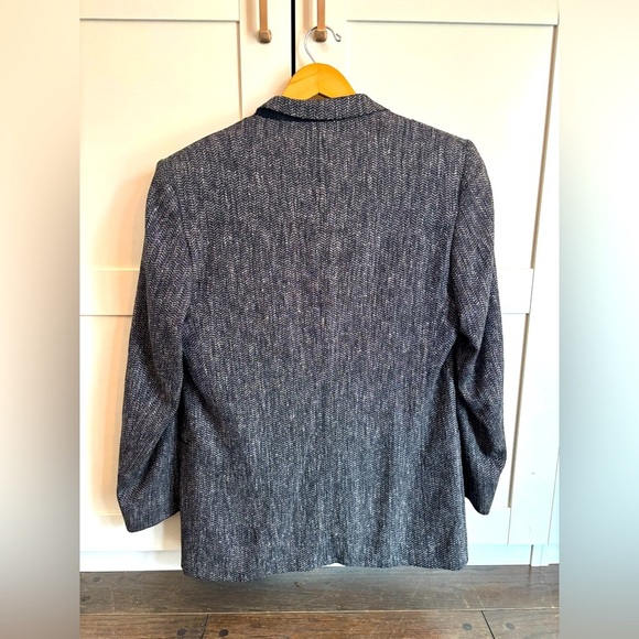 YVES SAINT LAURENT Bachrachs VINTAGE Gray Herringbone Wool Blend Blazer - Picture 2 of 7